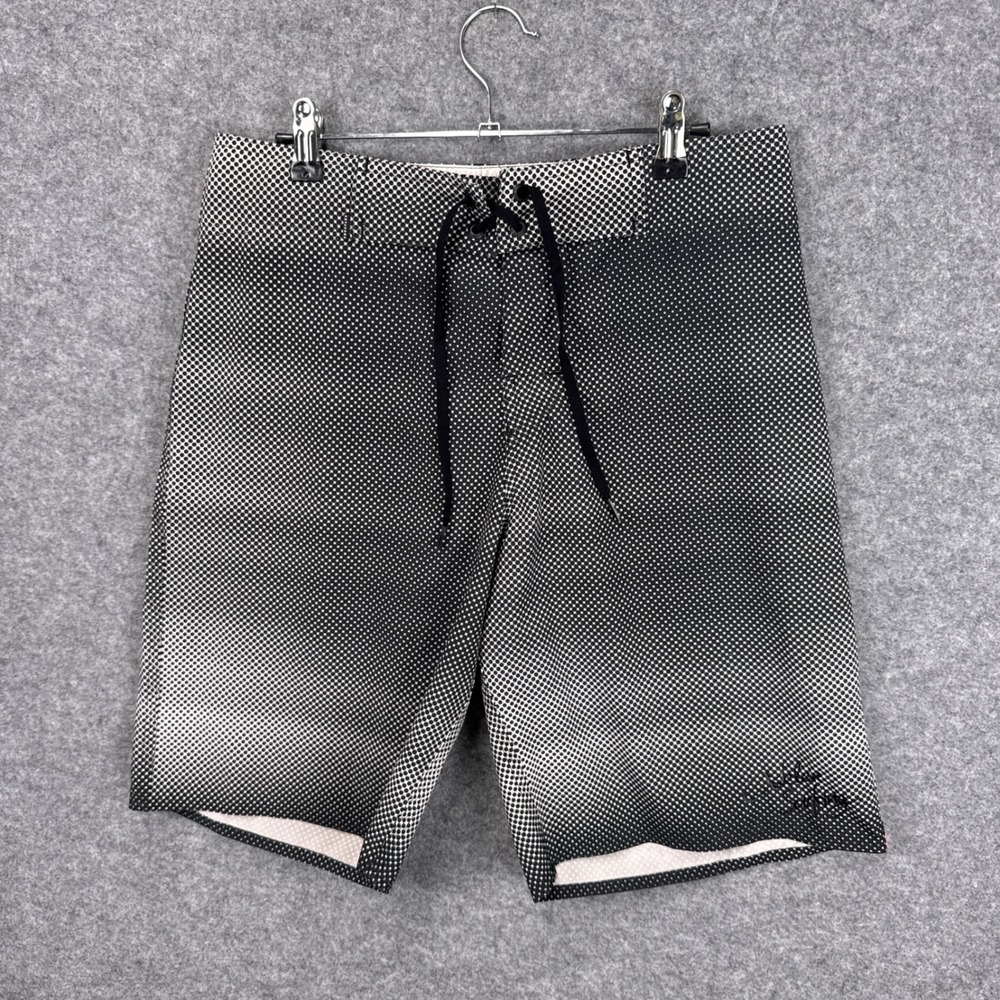 Osklen Surfing Boardshorts Size 28 Black White Polka Dot Aquaflex Rio De Janeiro